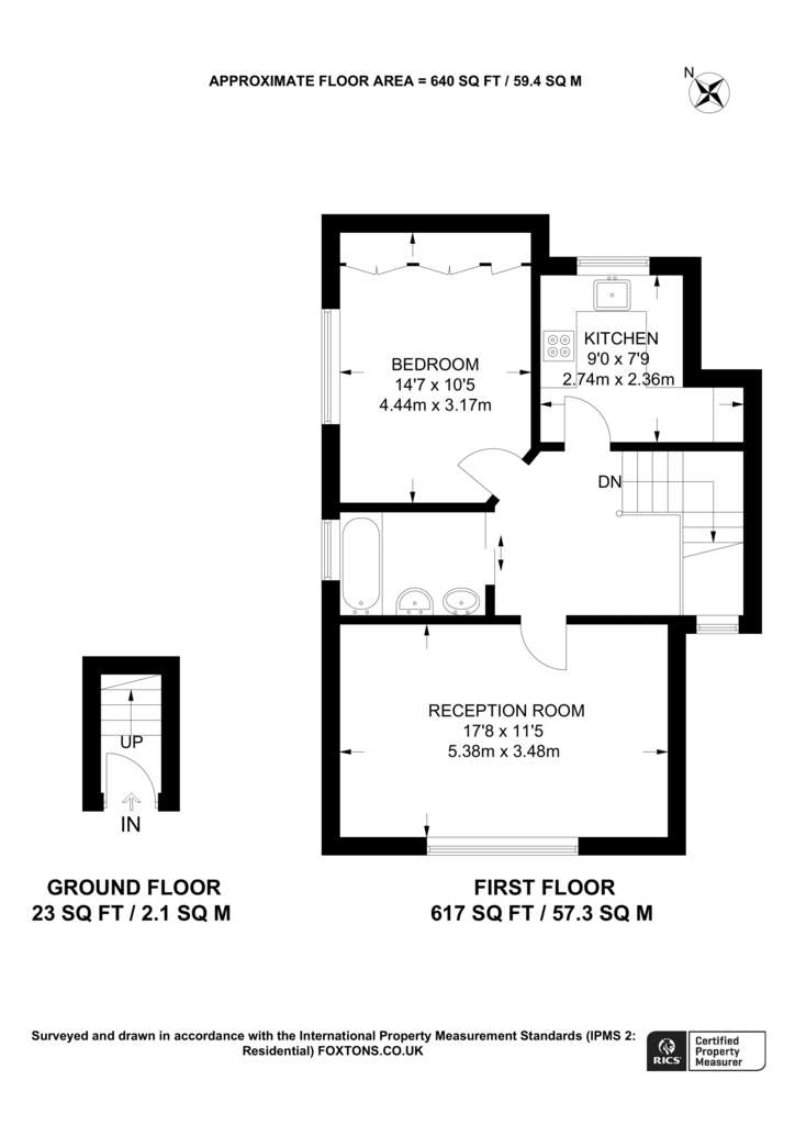 1 bedroom flat to rent - floorplan