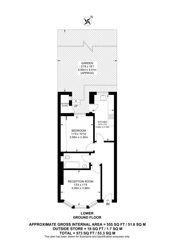 1 bedroom flat to rent - floorplan