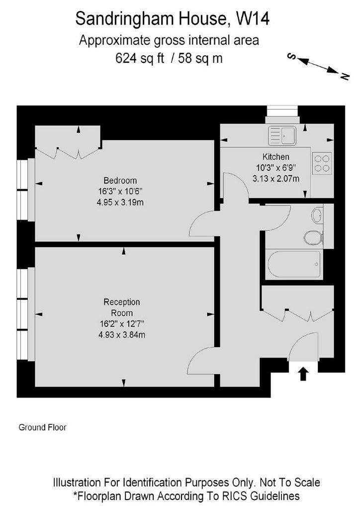 1 bedroom flat to rent - floorplan