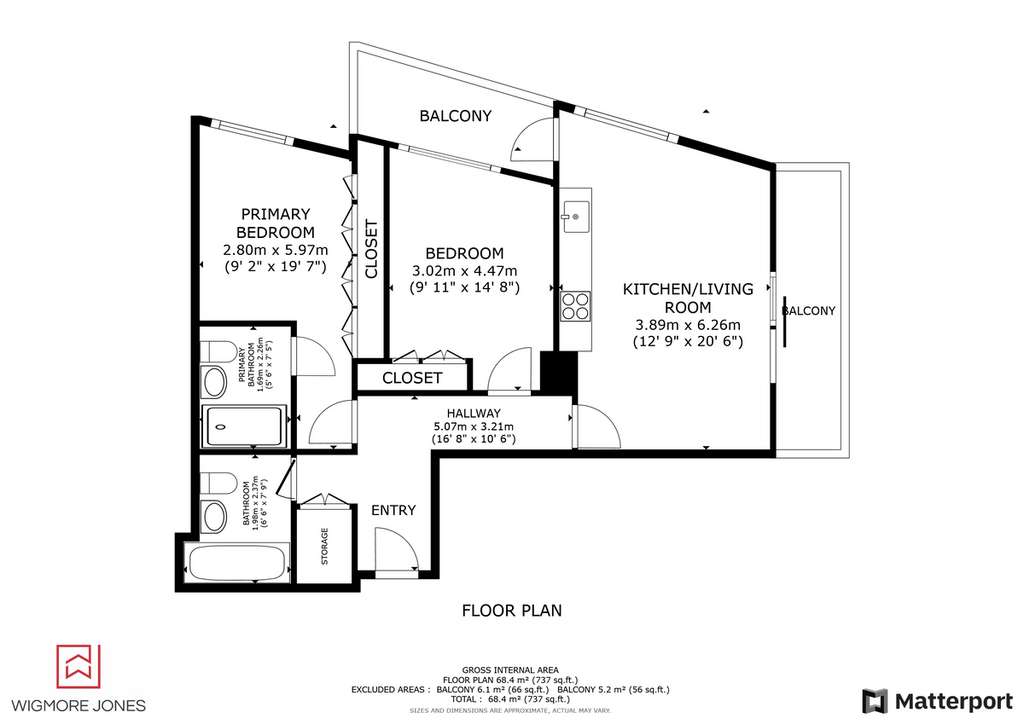 2 bedroom flat for sale - floorplan