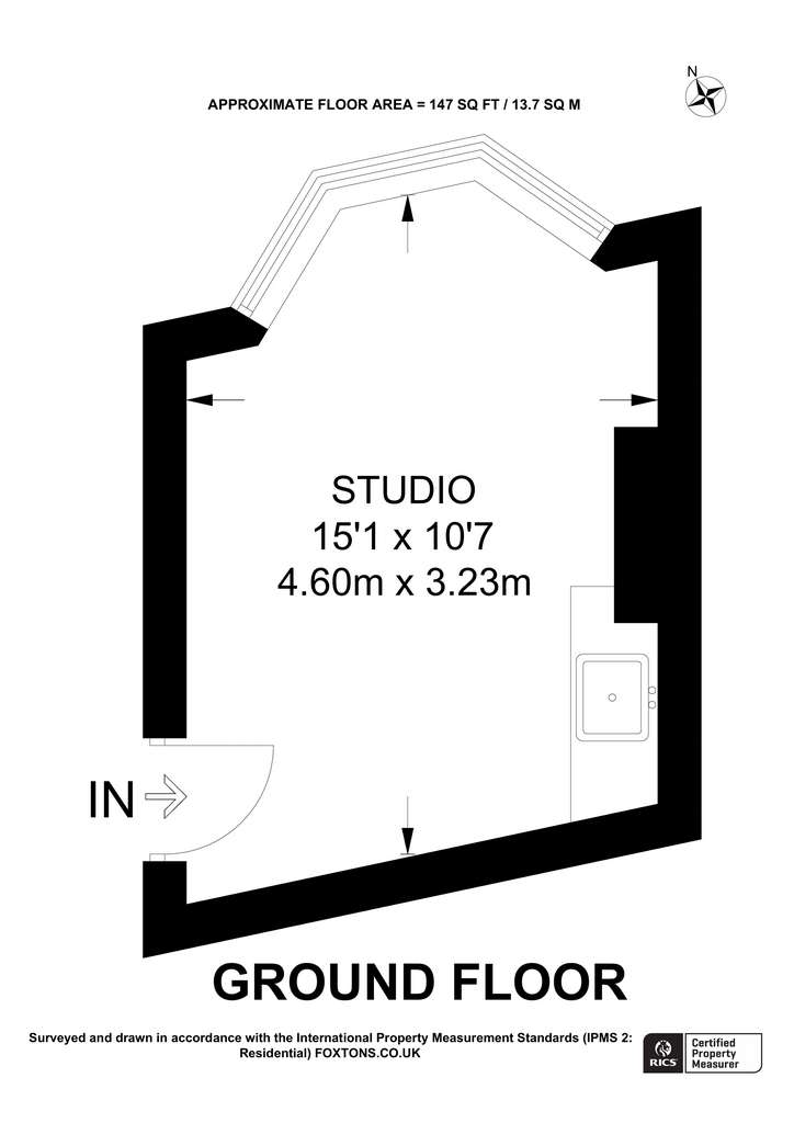 Studio flat to rent - floorplan