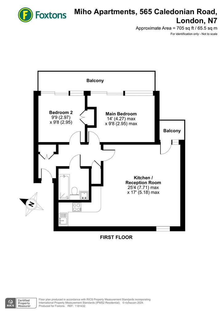 2 bedroom flat to rent - floorplan