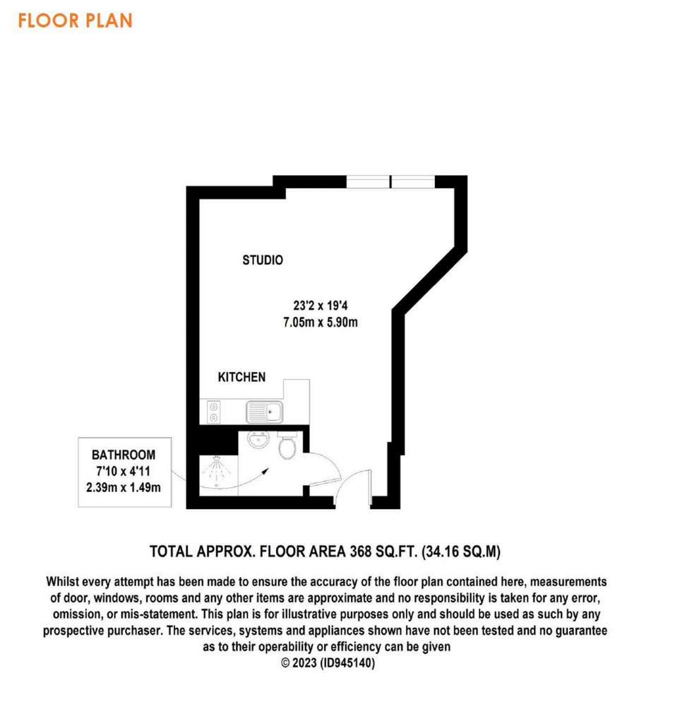 Studio flat to rent - floorplan