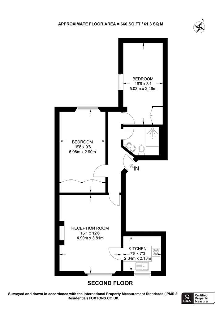 2 bedroom flat to rent - floorplan