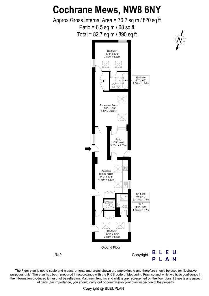 2 bedroom bungalow to rent - floorplan