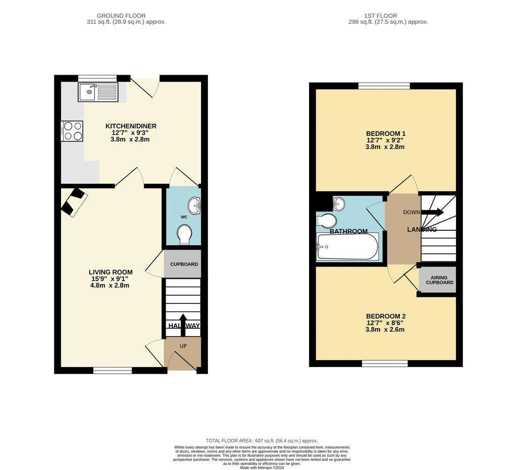 2 bedroom semi-detached house for sale - floorplan