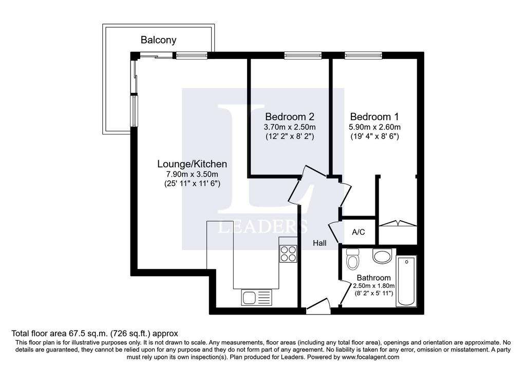 2 bedroom flat to rent - floorplan