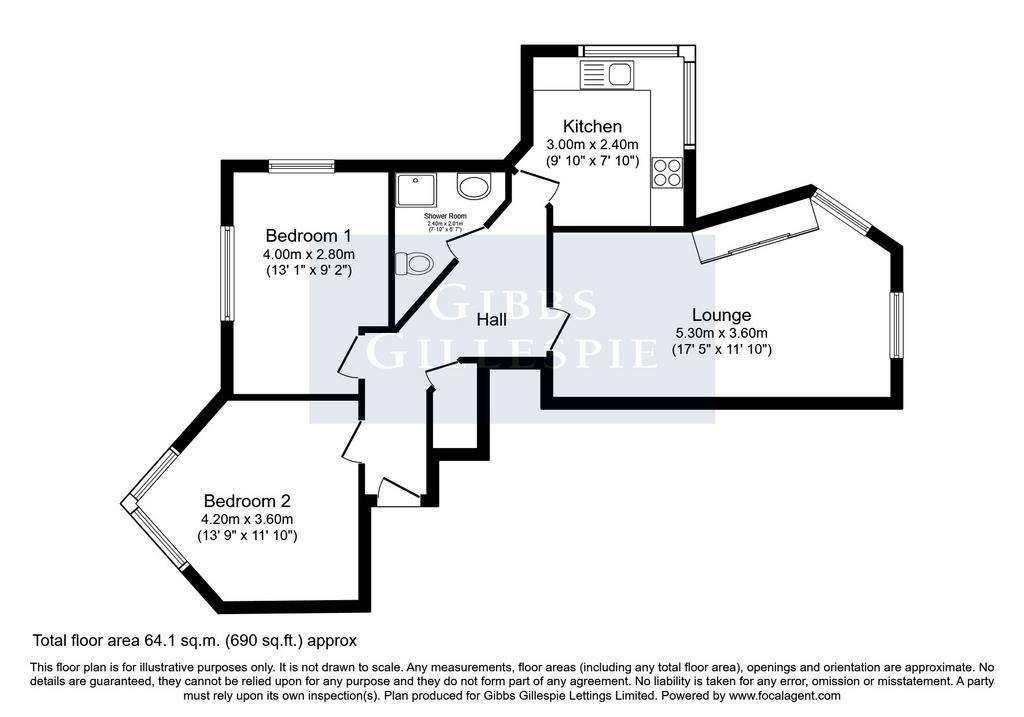 2 bedroom flat to rent - floorplan