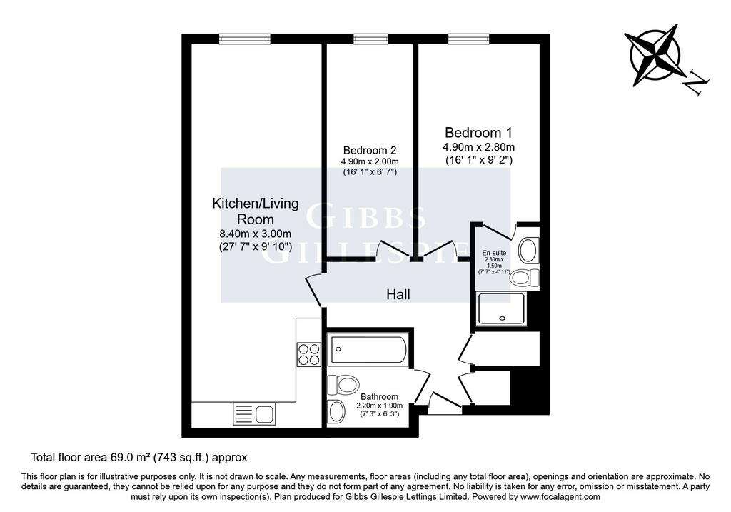 2 bedroom flat to rent - floorplan