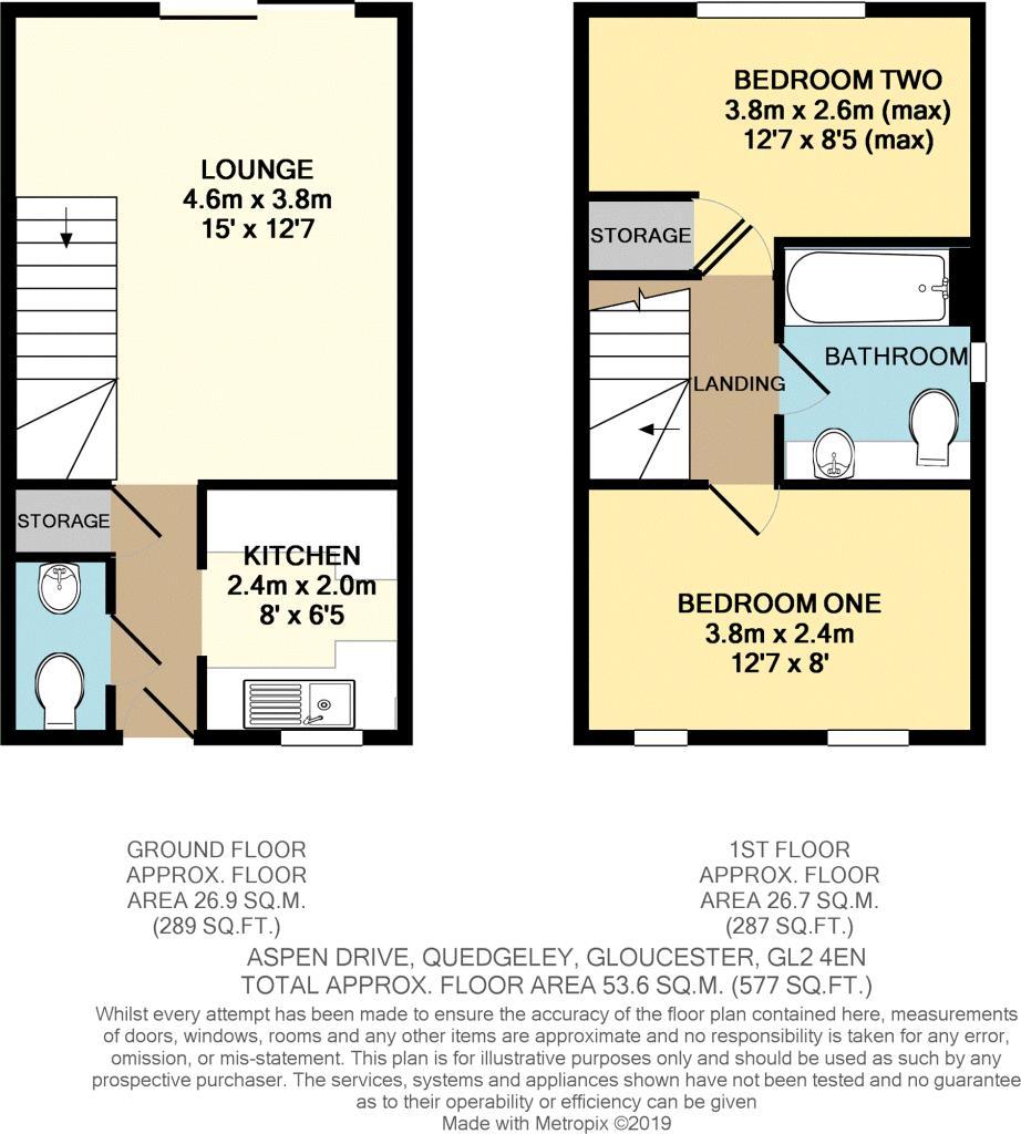 2 bedroom semi-detached house for sale - floorplan