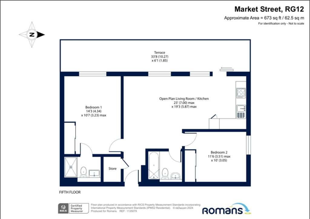 2 bedroom flat to rent - floorplan