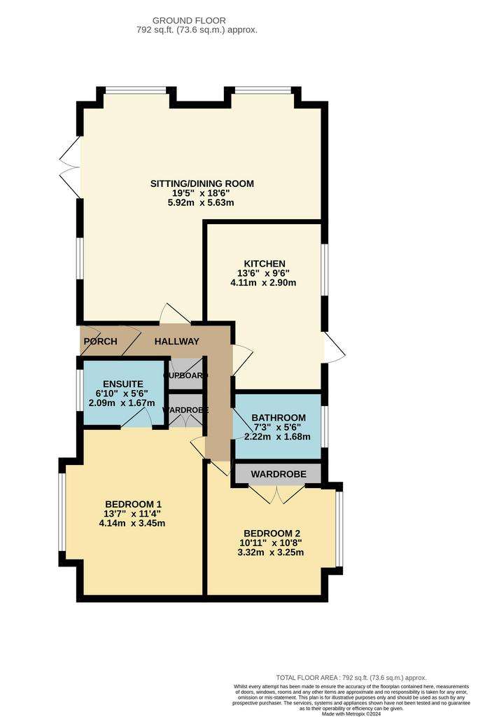 2 bedroom park home for sale - floorplan