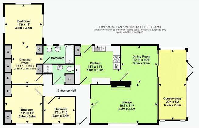 3 bedroom bungalow for sale - floorplan