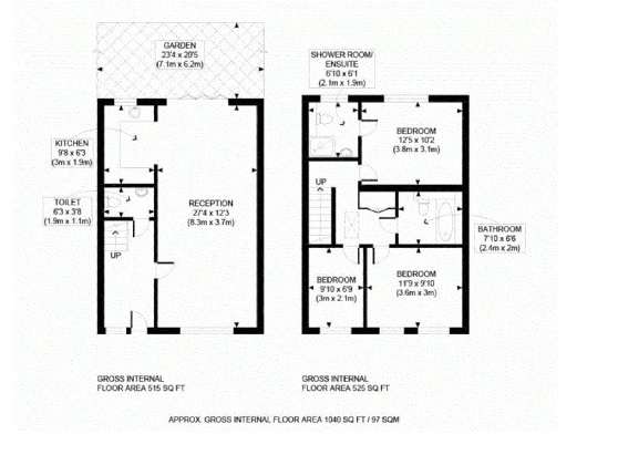 3 bedroom house to rent - floorplan