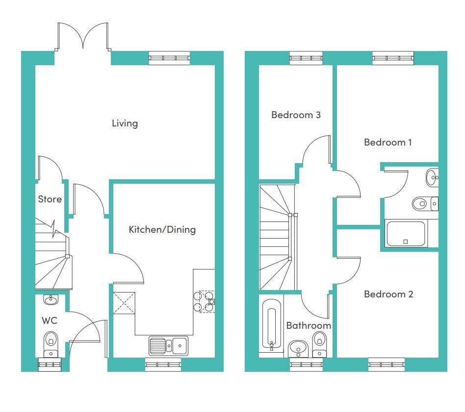 3 bedroom house to rent - floorplan