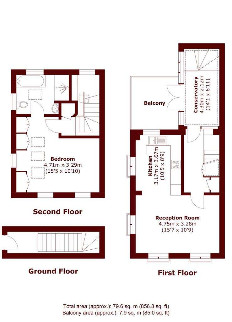 1 bedroom mews house to rent - floorplan