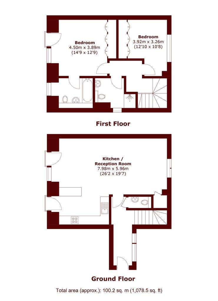 2 bedroom flat to rent - floorplan