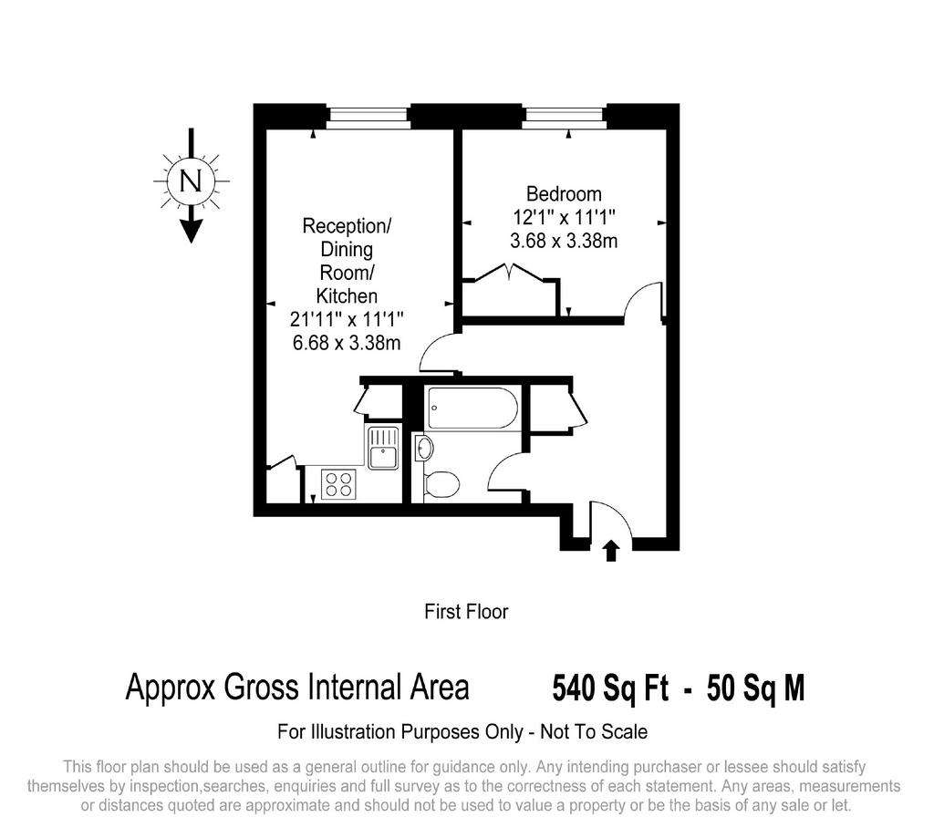 1 bedroom flat to rent - floorplan