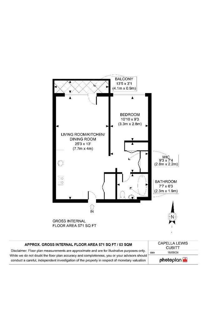 1 bedroom flat to rent - floorplan