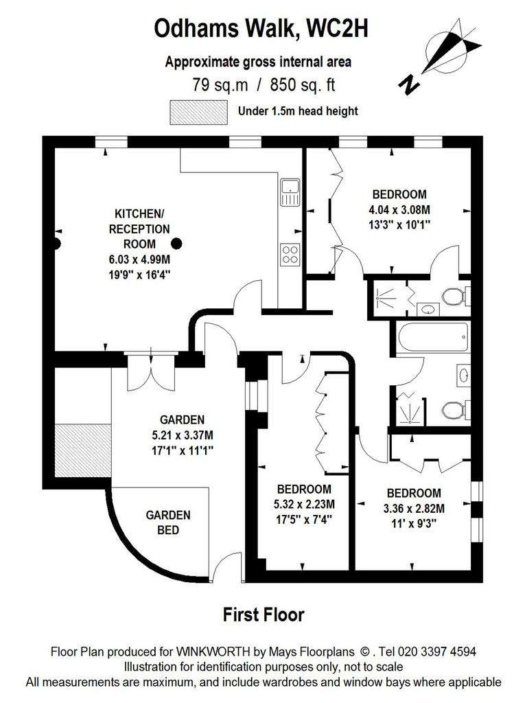 3 bedroom flat to rent - floorplan