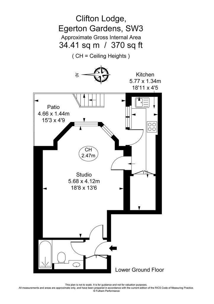 Studio flat to rent - floorplan