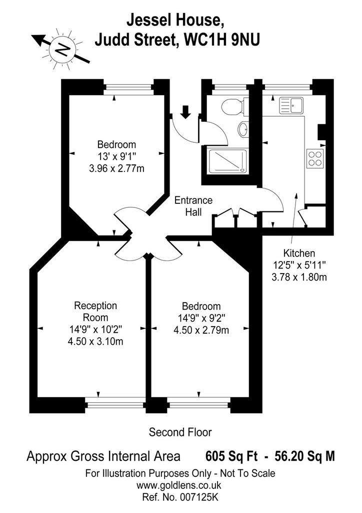 2 bedroom flat to rent - floorplan