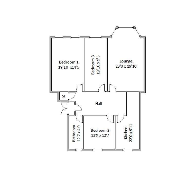 3 bedroom flat to rent - floorplan