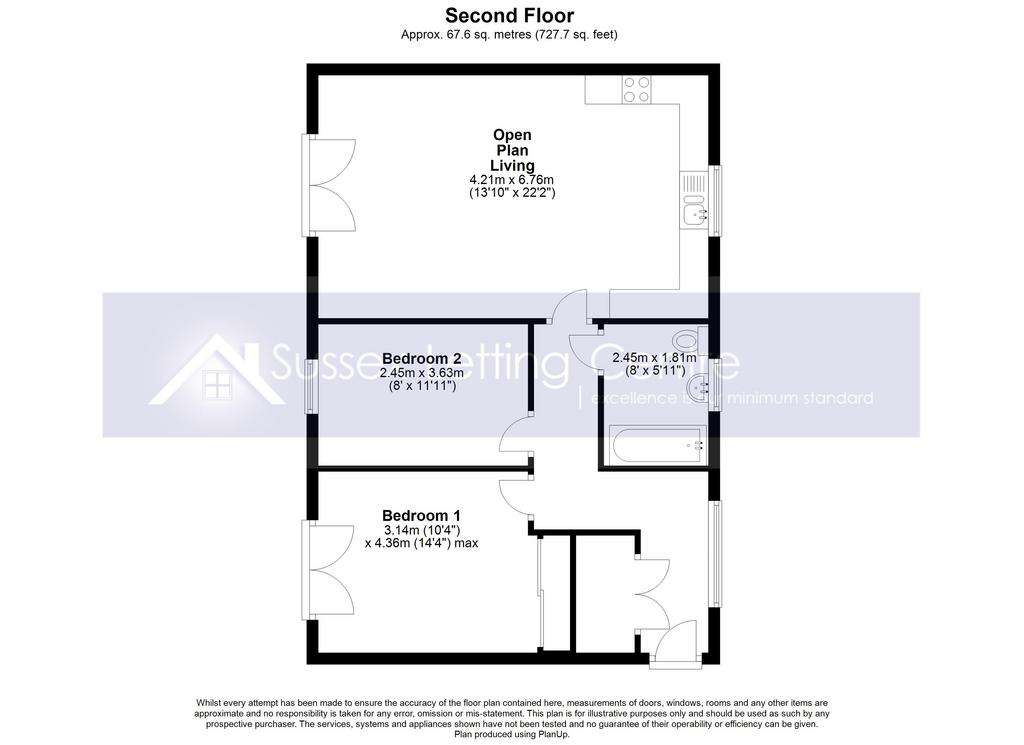 2 bedroom flat to rent - floorplan