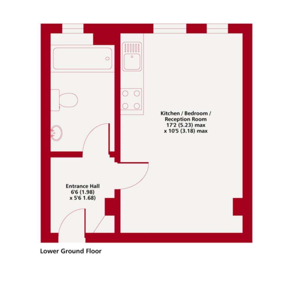 Studio flat to rent - floorplan