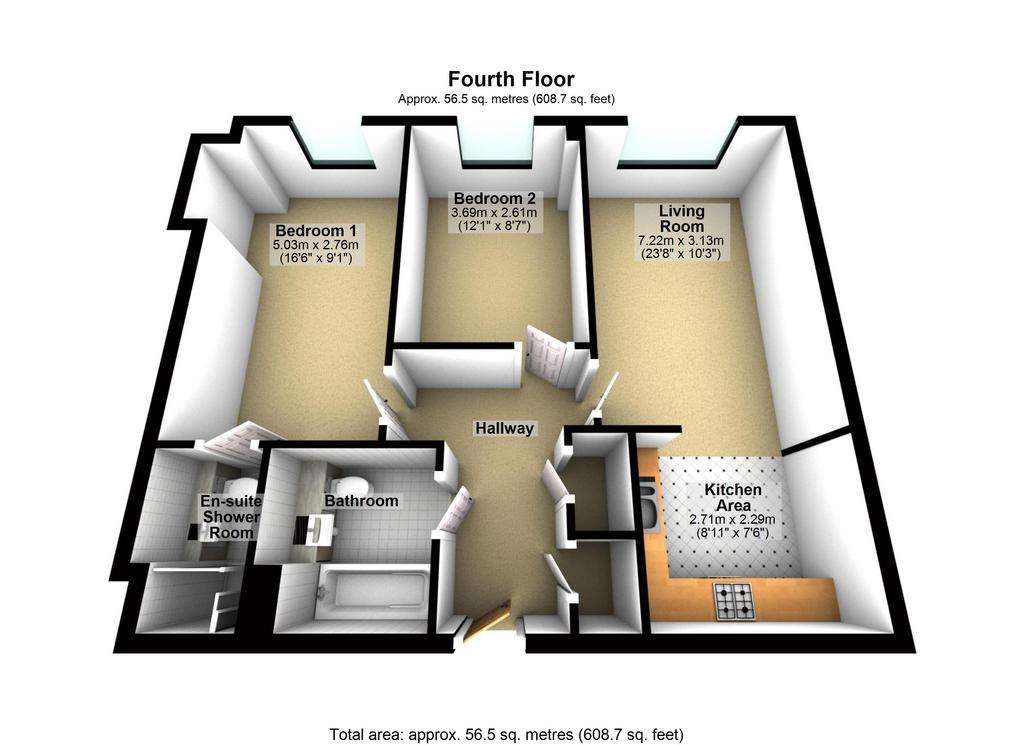 2 bedroom flat to rent - floorplan