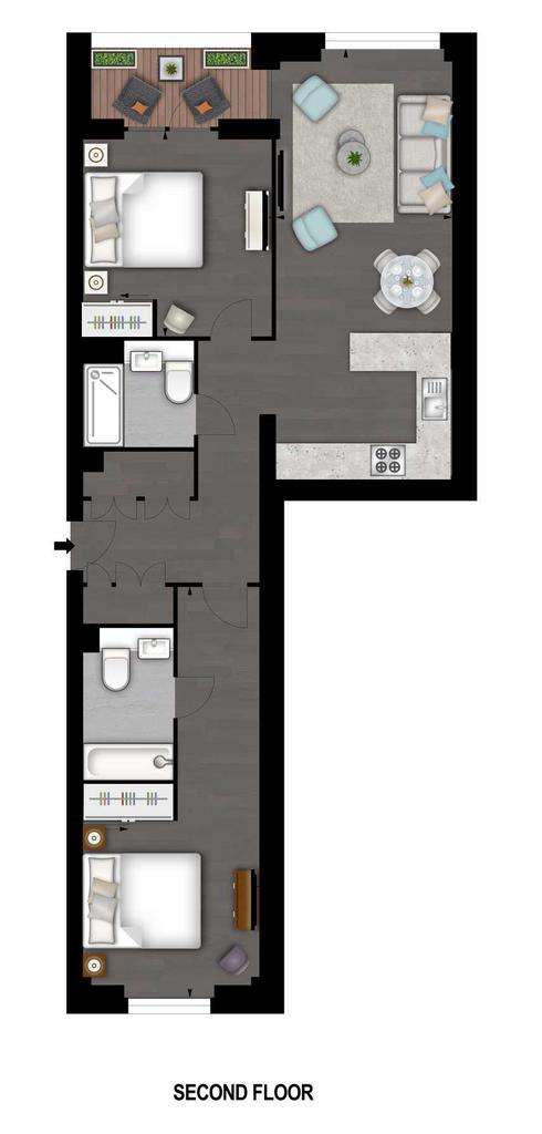 2 bedroom flat to rent - floorplan