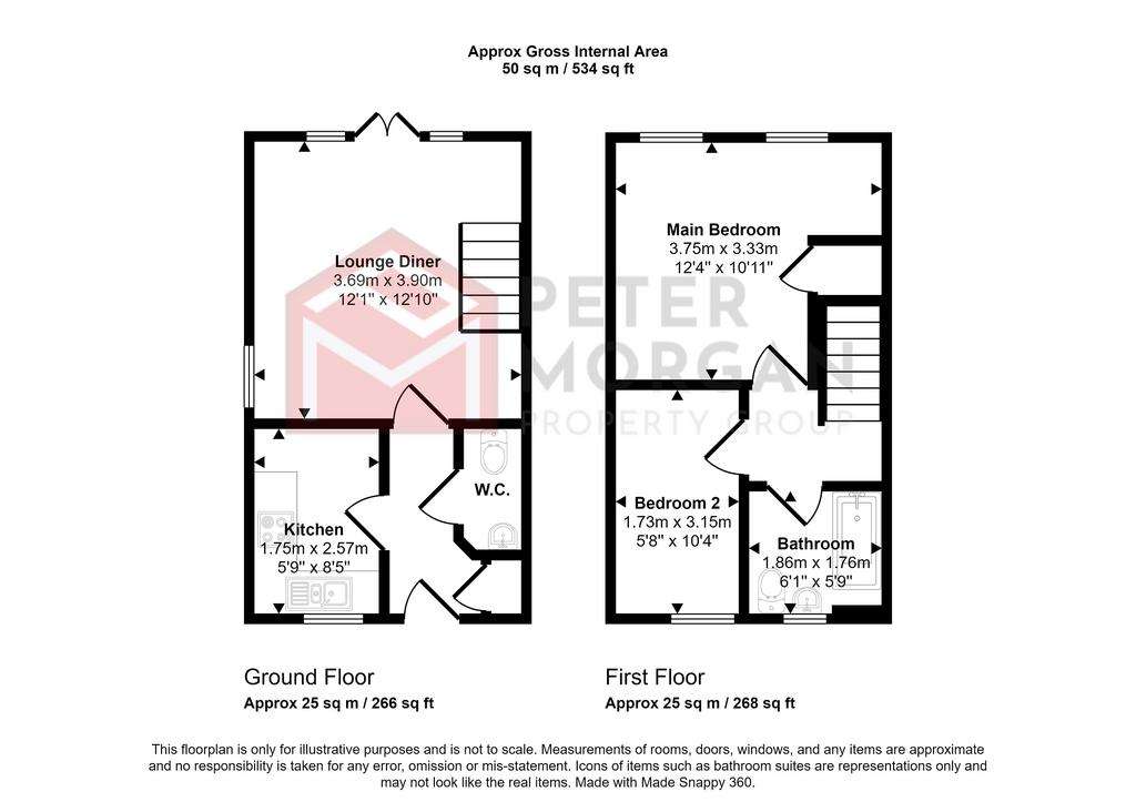 2 bedroom semi-detached house for sale - floorplan