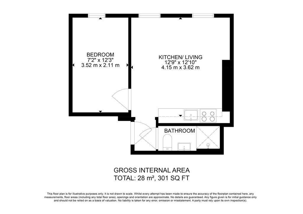 1 bedroom flat to rent - floorplan