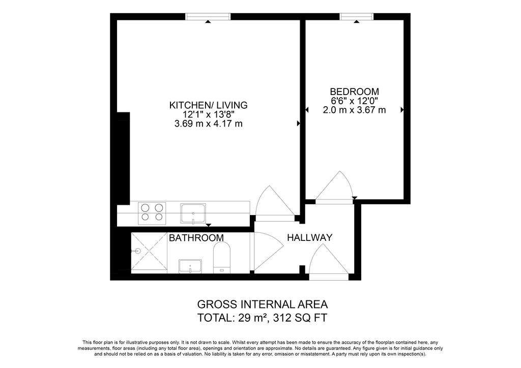 1 bedroom flat to rent - floorplan