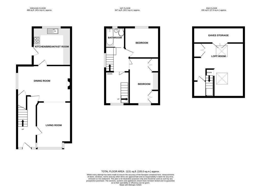 3 bedroom end of terrace house for sale - floorplan