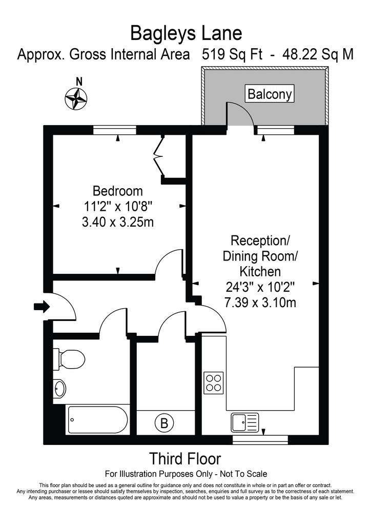 1 bedroom flat to rent - floorplan