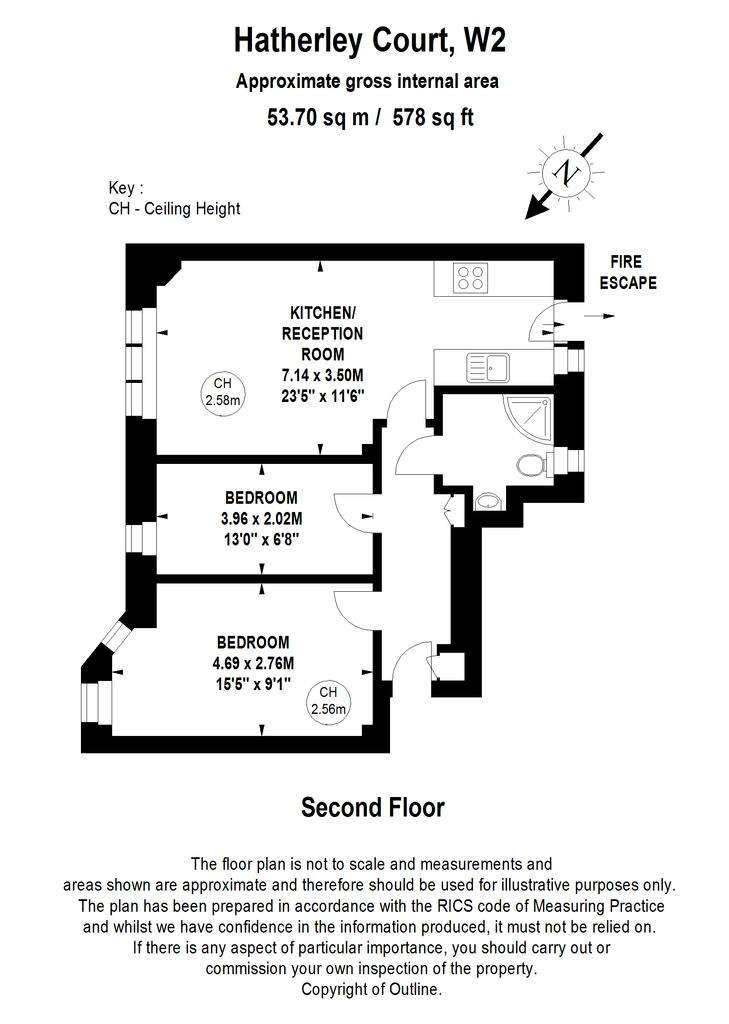 2 bedroom flat to rent - floorplan