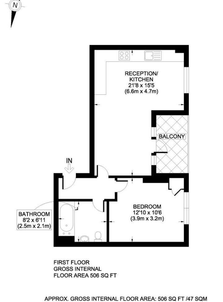 1 bedroom flat to rent - floorplan