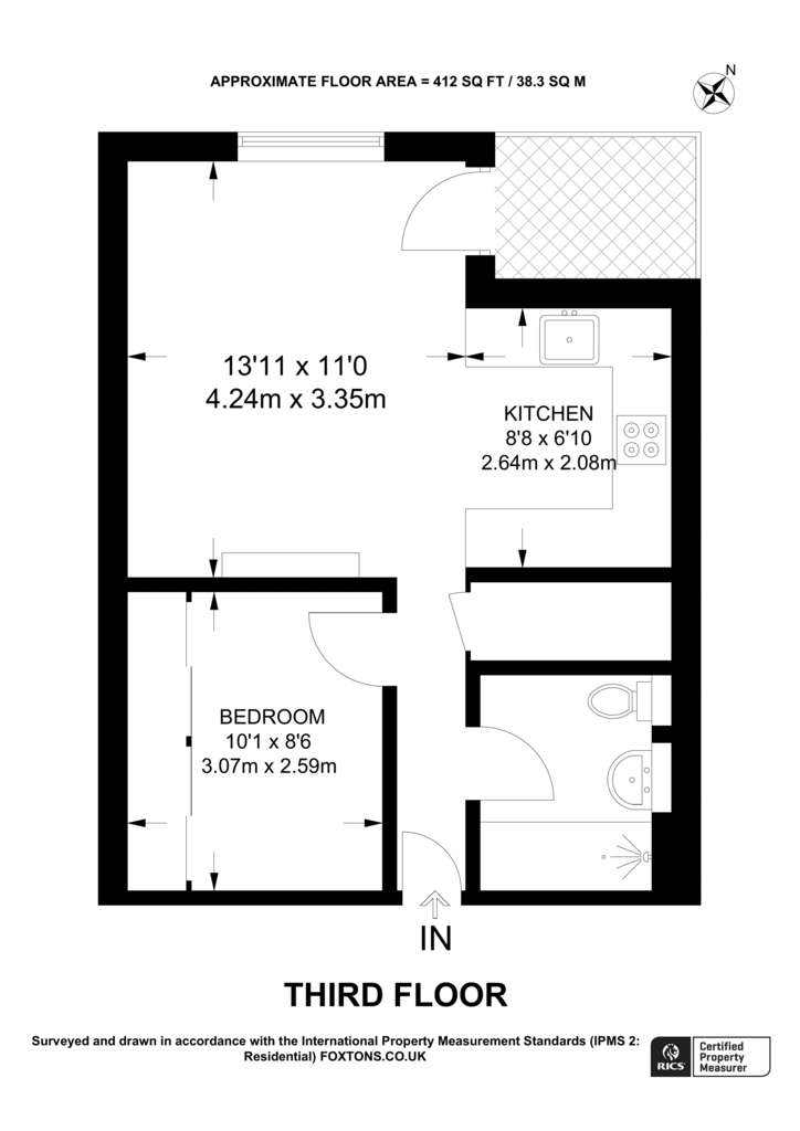 1 bedroom flat to rent - floorplan