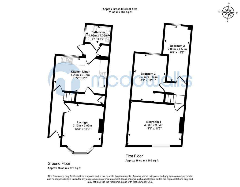 3 bedroom terraced house to rent - floorplan