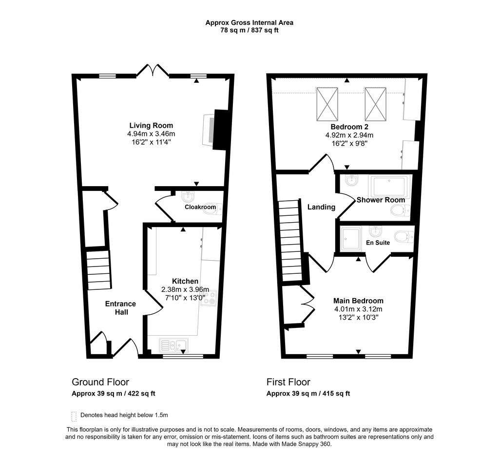 2 bedroom terraced house for sale - floorplan