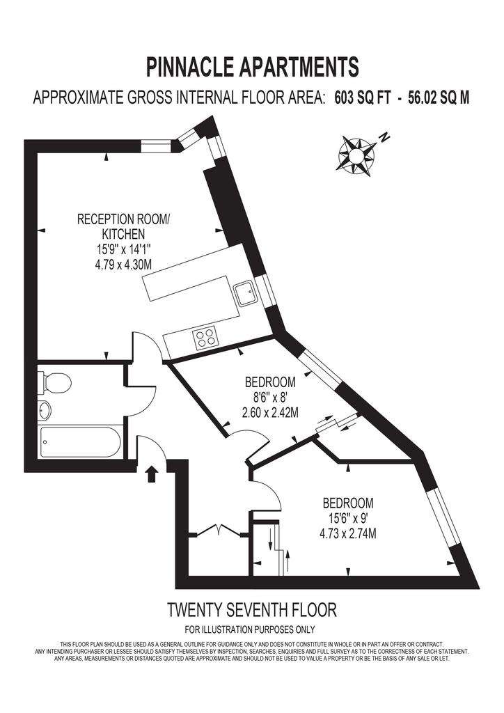 2 bedroom flat to rent - floorplan