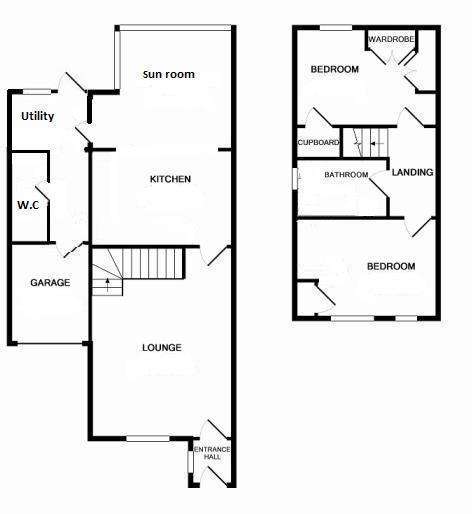 2 bedroom semi-detached house to rent - floorplan