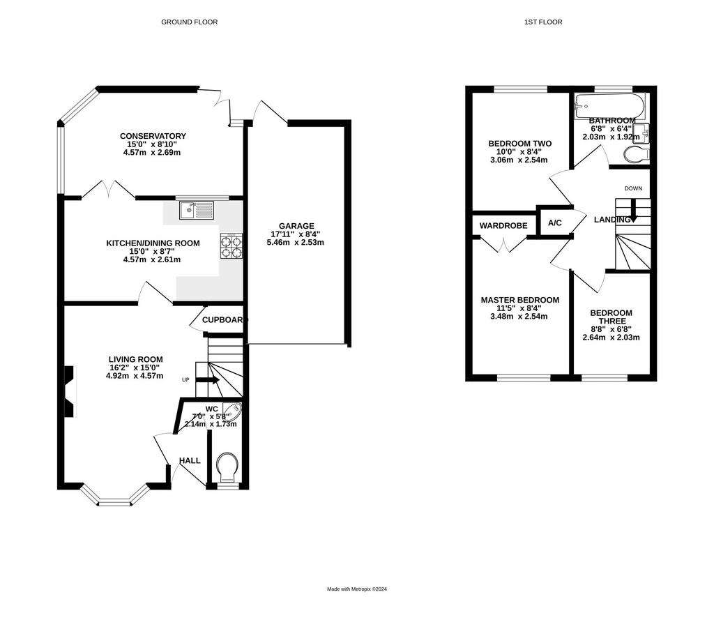 3 bedroom detached house to rent - floorplan