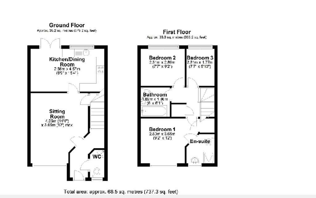 3 bedroom semi-detached house for sale - floorplan