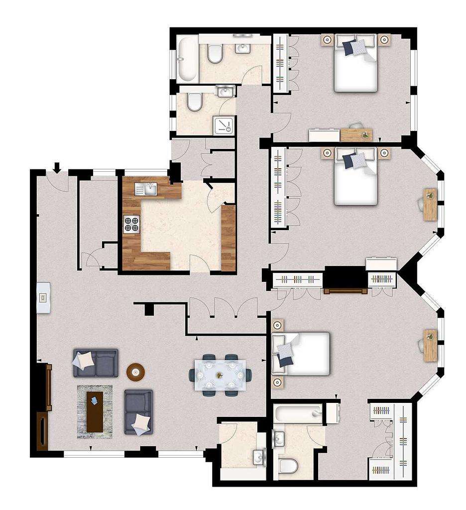 3 bedroom flat to rent - floorplan