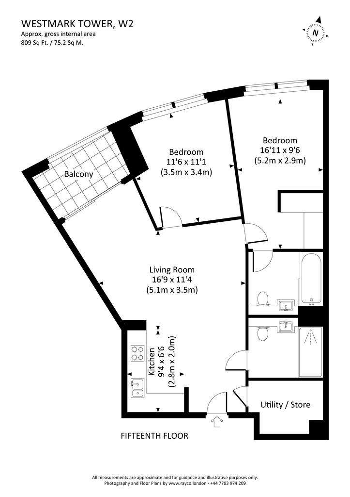 2 bedroom flat to rent - floorplan