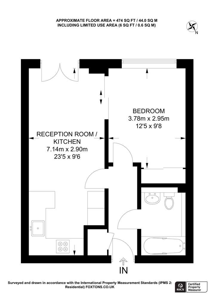 1 bedroom flat to rent - floorplan