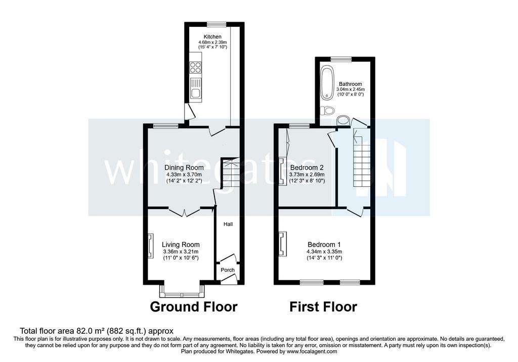 2 bedroom terraced house for sale - floorplan