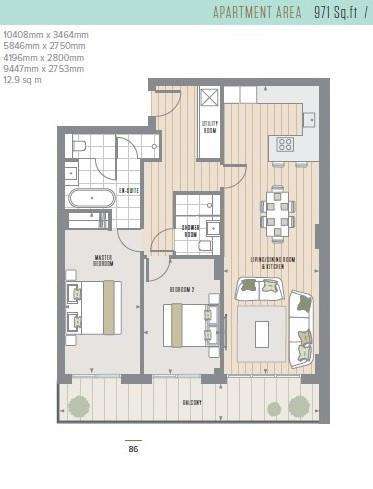 2 bedroom flat to rent - floorplan